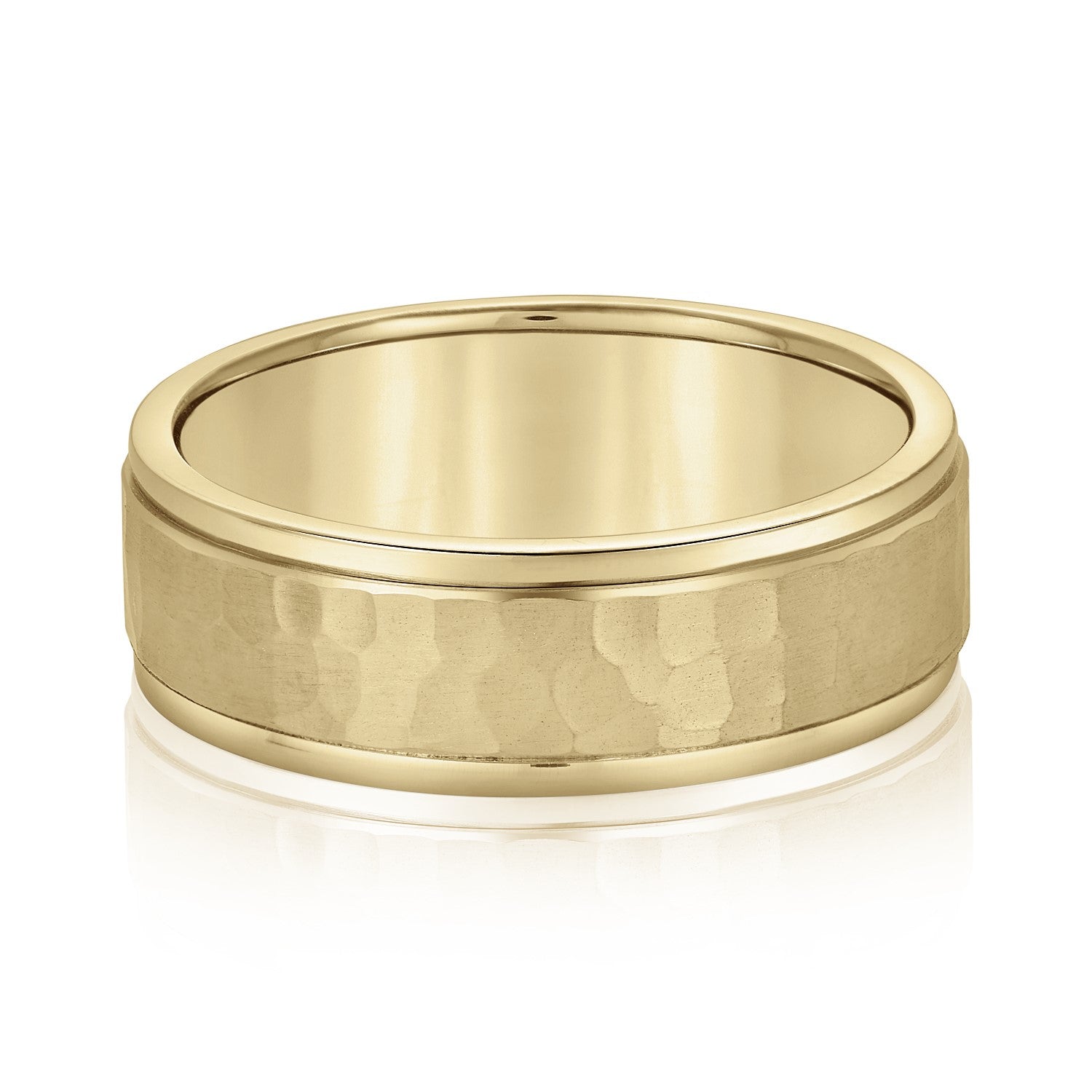 Men's Hammered Center Wedding Band-VIRABYANI